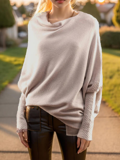 Texture Round Neck Long Sleeve Sweater