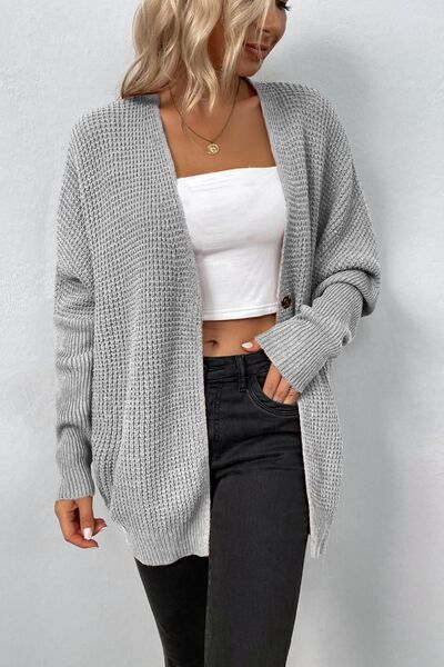 Open Front Dropped Shoulder Cardigan