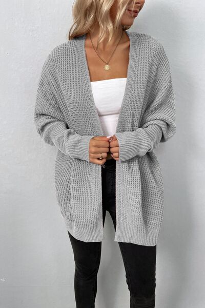 Open Front Dropped Shoulder Cardigan