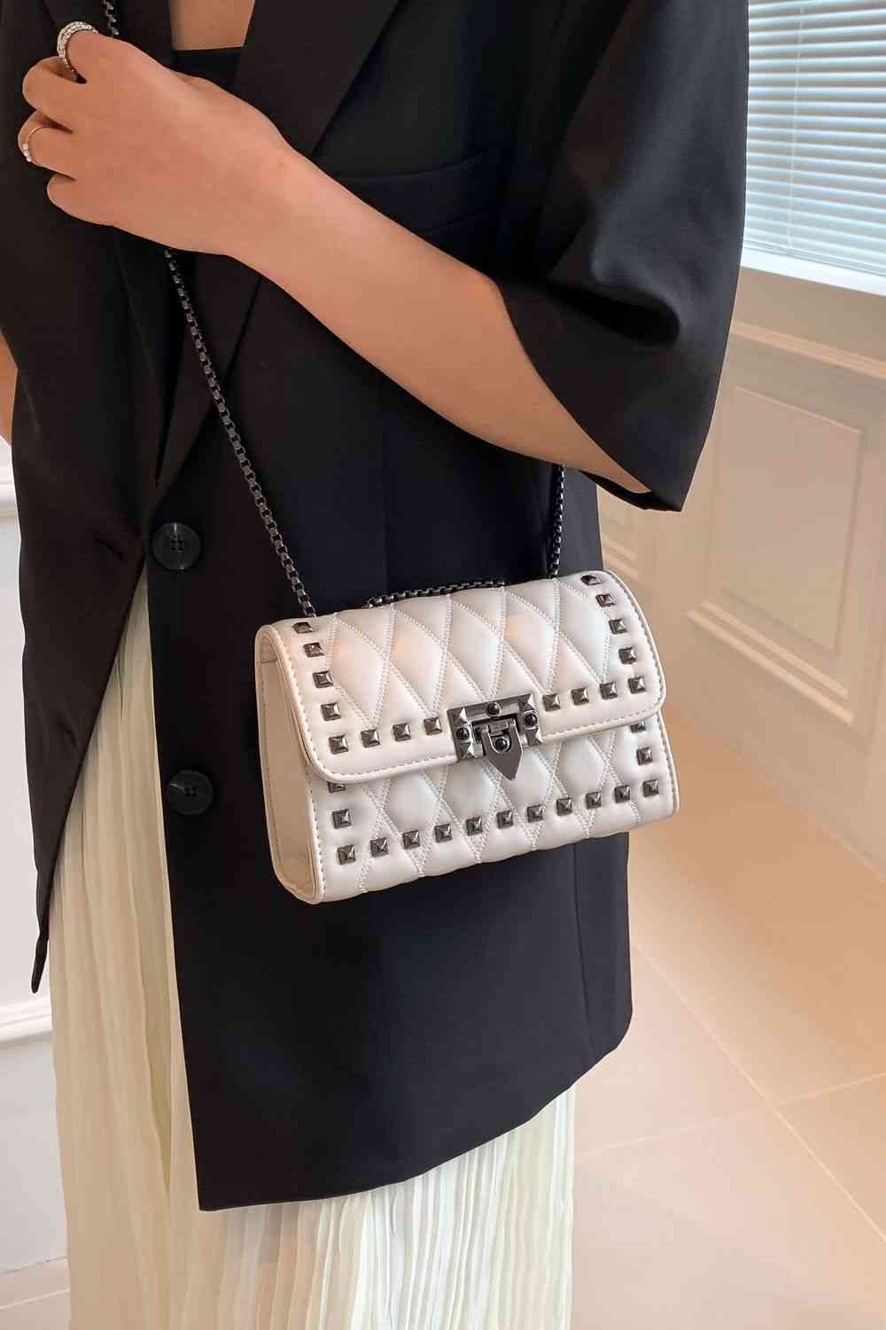 Studded PU Leather Crossbody Bag